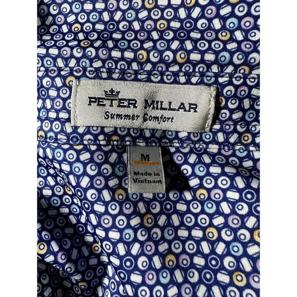 Peter Millar Summer Comfort Pool Balls Billiards Polo Blue White Shirt Med - Picture 9 of 11